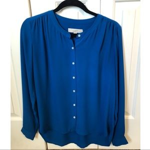 LOFT Blue Long Sleeve Blouse